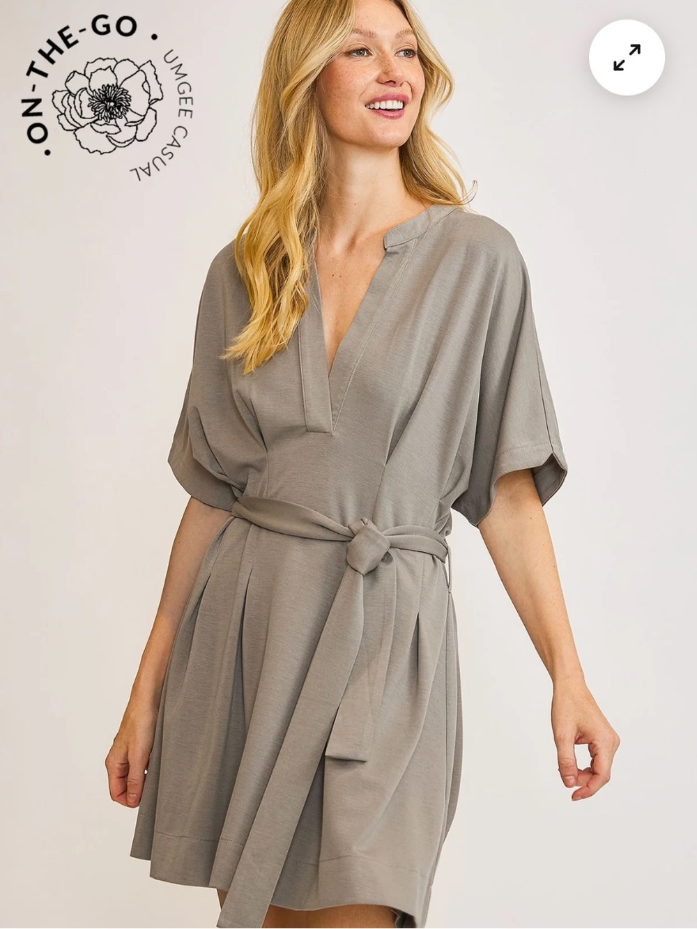 Umgee LUXEKNIT PLEATED DRESS WITH DOLMAN SLEEVES